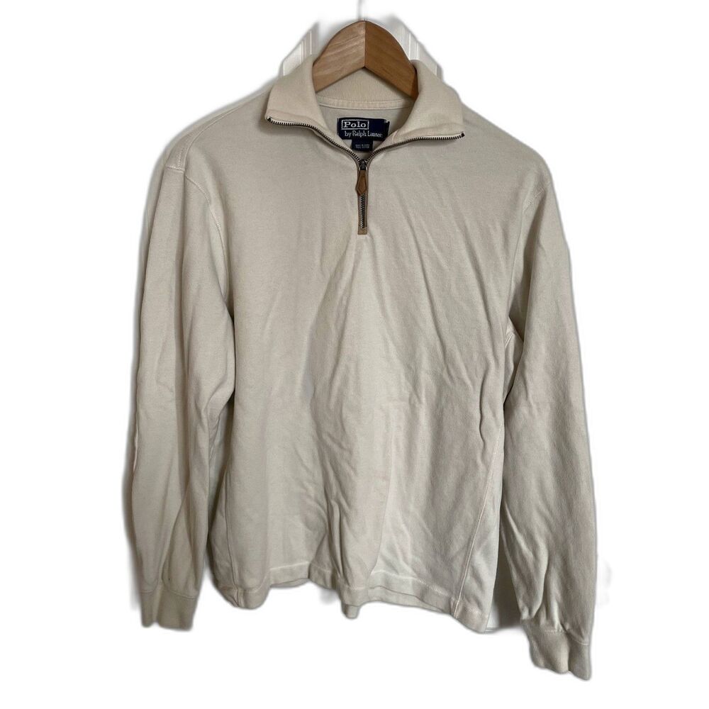 Polo Ralph Lauren Mens Quarter Zip M Academia Preppy Old Money Neutral Office